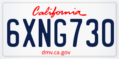 CA license plate 6XNG730