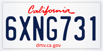 CA license plate 6XNG731