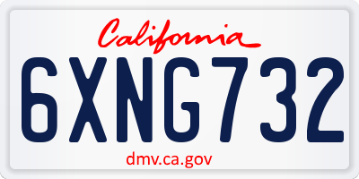 CA license plate 6XNG732