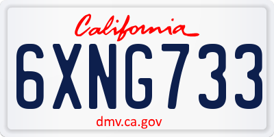 CA license plate 6XNG733