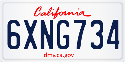 CA license plate 6XNG734