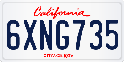 CA license plate 6XNG735
