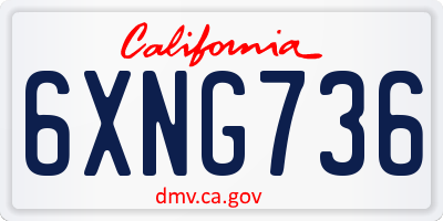 CA license plate 6XNG736
