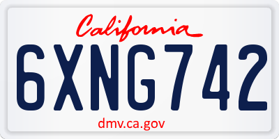 CA license plate 6XNG742