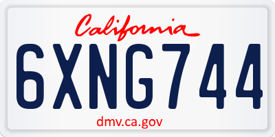 CA license plate 6XNG744