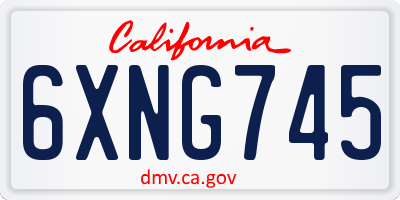 CA license plate 6XNG745