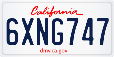 CA license plate 6XNG747