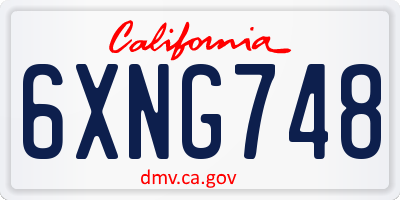 CA license plate 6XNG748