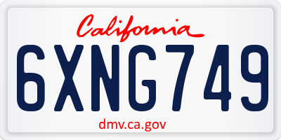 CA license plate 6XNG749