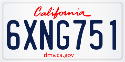 CA license plate 6XNG751