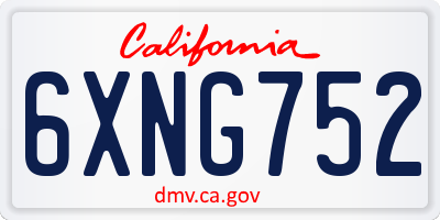 CA license plate 6XNG752