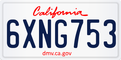 CA license plate 6XNG753