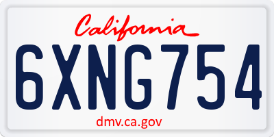 CA license plate 6XNG754