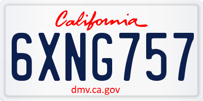 CA license plate 6XNG757