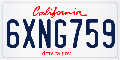 CA license plate 6XNG759