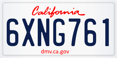 CA license plate 6XNG761