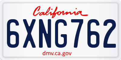 CA license plate 6XNG762
