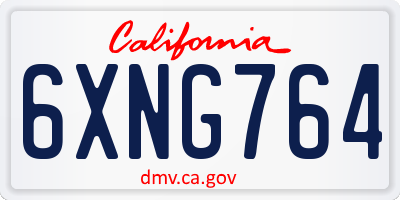 CA license plate 6XNG764