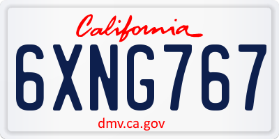 CA license plate 6XNG767