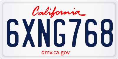 CA license plate 6XNG768