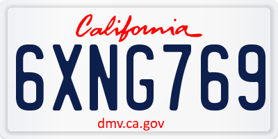 CA license plate 6XNG769