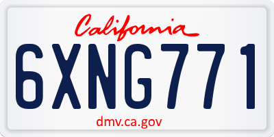 CA license plate 6XNG771