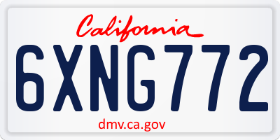 CA license plate 6XNG772