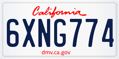 CA license plate 6XNG774