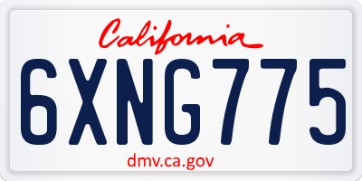 CA license plate 6XNG775