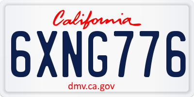 CA license plate 6XNG776
