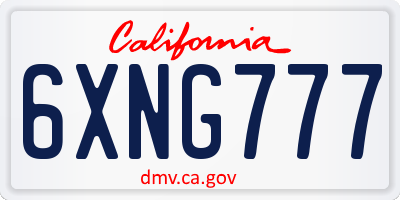 CA license plate 6XNG777