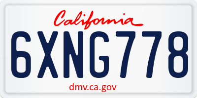 CA license plate 6XNG778