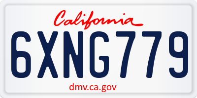 CA license plate 6XNG779
