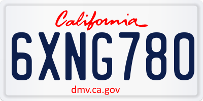 CA license plate 6XNG780