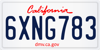 CA license plate 6XNG783