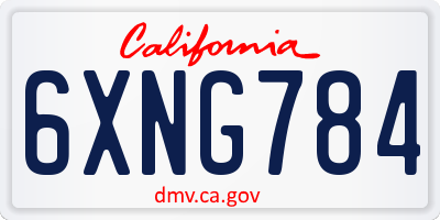 CA license plate 6XNG784