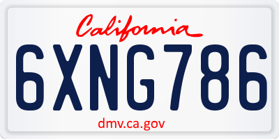 CA license plate 6XNG786