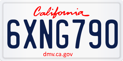 CA license plate 6XNG790
