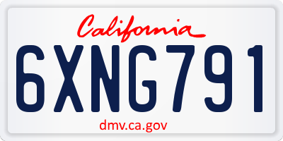 CA license plate 6XNG791