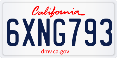 CA license plate 6XNG793