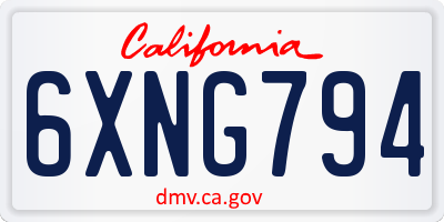 CA license plate 6XNG794