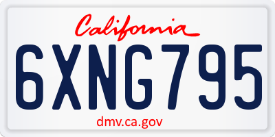 CA license plate 6XNG795