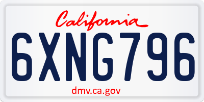 CA license plate 6XNG796