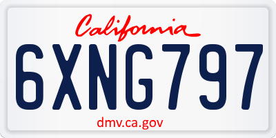 CA license plate 6XNG797