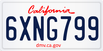 CA license plate 6XNG799