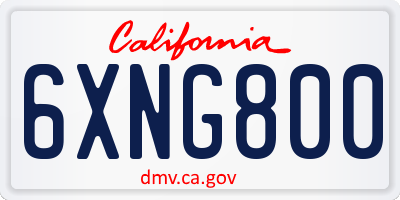 CA license plate 6XNG800