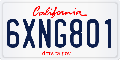 CA license plate 6XNG801