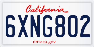 CA license plate 6XNG802