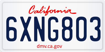 CA license plate 6XNG803