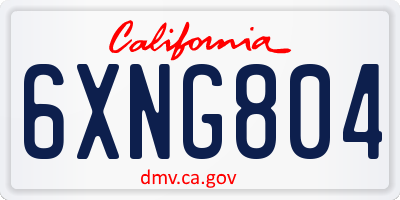 CA license plate 6XNG804